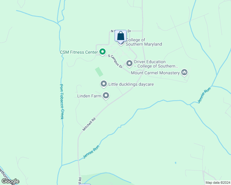 map of restaurants, bars, coffee shops, grocery stores, and more near 5745 Durham Court in La Plata