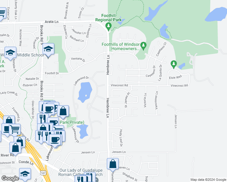 map of restaurants, bars, coffee shops, grocery stores, and more near 9115 Piccadilly Circle in Windsor