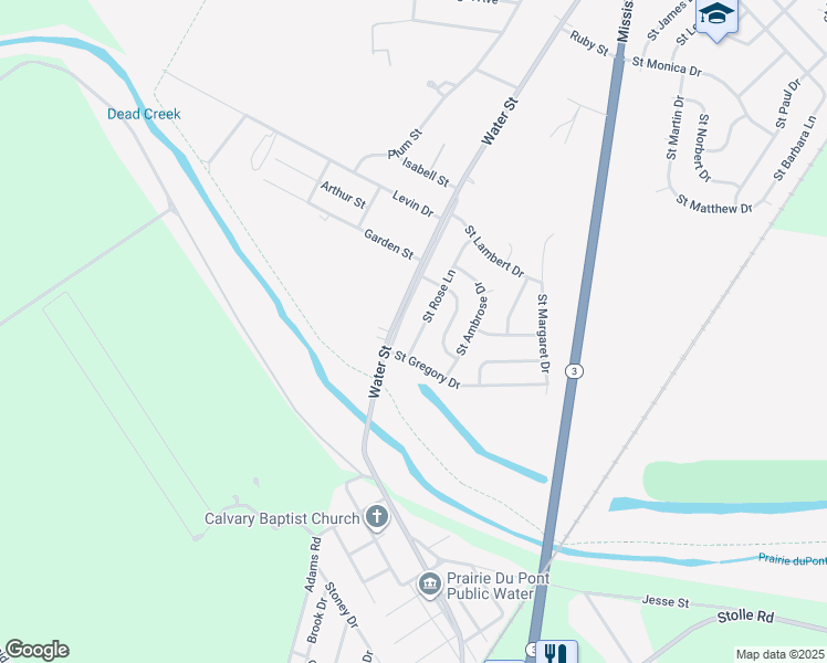 map of restaurants, bars, coffee shops, grocery stores, and more near 1147 Saint Rose Lane in Cahokia