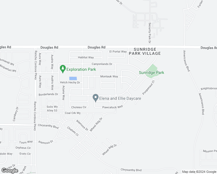 map of restaurants, bars, coffee shops, grocery stores, and more near 4125 Tenaja Way in Rancho Cordova