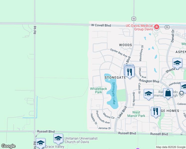 map of restaurants, bars, coffee shops, grocery stores, and more near 1221 Halifax Avenue in Davis