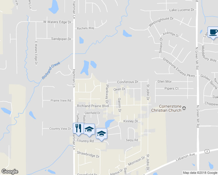 map of restaurants, bars, coffee shops, grocery stores, and more near 729 Oxen Drive in Belleville