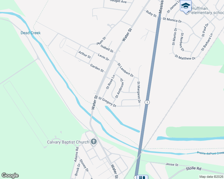 map of restaurants, bars, coffee shops, grocery stores, and more near 31 Saint Columba Drive in Cahokia