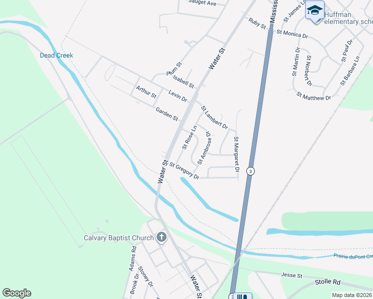 map of restaurants, bars, coffee shops, grocery stores, and more near 1147 Saint Rose Lane in Cahokia