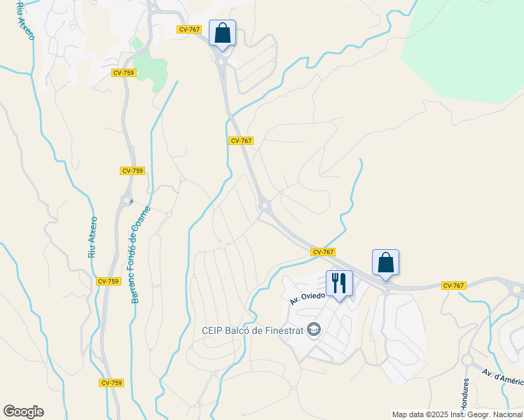 map of restaurants, bars, coffee shops, grocery stores, and more near 17 Plaça Alfarella. Sector 13 in Finestrat