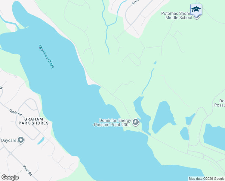 map of restaurants, bars, coffee shops, grocery stores, and more near 18217 Possum Point Road in Dumfries
