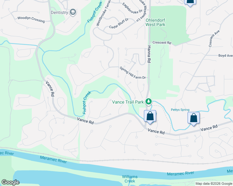 map of restaurants, bars, coffee shops, grocery stores, and more near 871 Ginger Wood Court in Ballwin