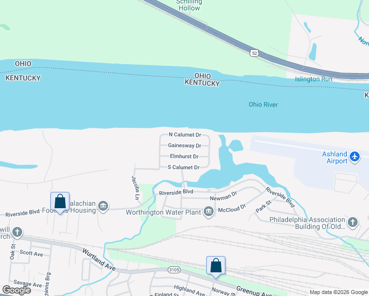 map of restaurants, bars, coffee shops, grocery stores, and more near 1500 Elmhurst Drive in Worthington