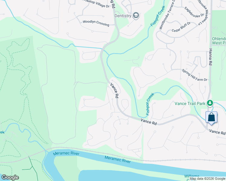 map of restaurants, bars, coffee shops, grocery stores, and more near 1618 Forest Springs Lane in Ballwin