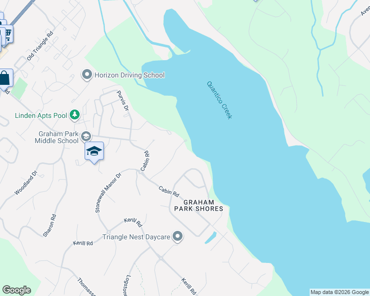 map of restaurants, bars, coffee shops, grocery stores, and more near 18307 Candice Dr in Triangle