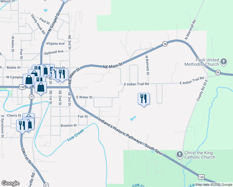 map of restaurants, bars, coffee shops, grocery stores, and more near 1023 East Indian Trail Road in Paoli