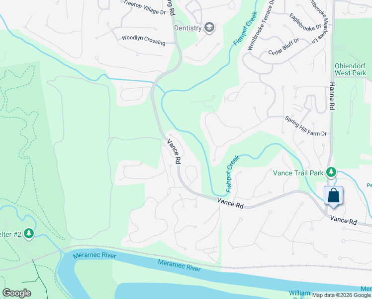 map of restaurants, bars, coffee shops, grocery stores, and more near 1556 Forest Springs Drive in Ballwin