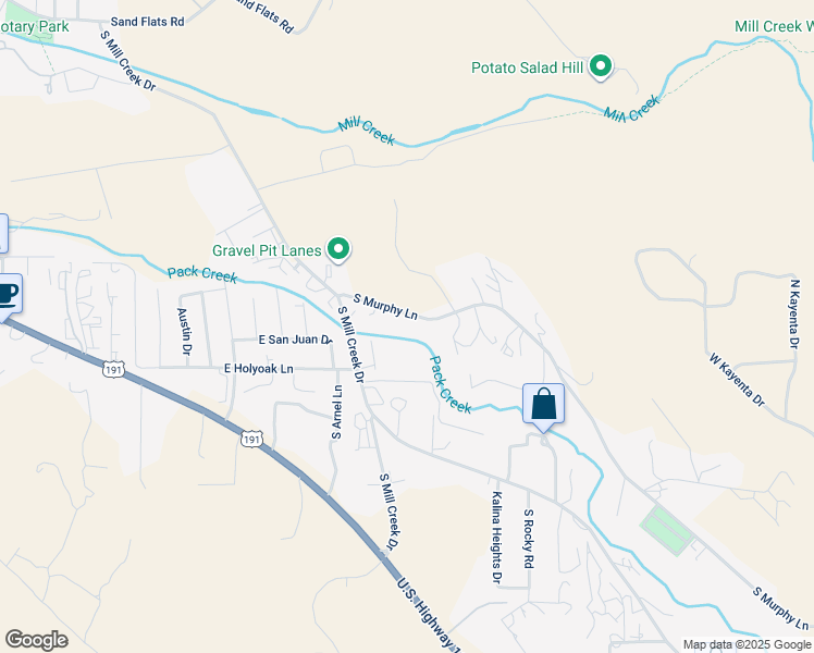 map of restaurants, bars, coffee shops, grocery stores, and more near 1138 South Murphy Lane in Moab