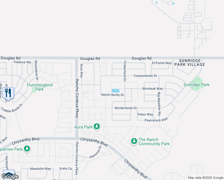 map of restaurants, bars, coffee shops, grocery stores, and more near 12200 Hetch Hechy Drive in Rancho Cordova