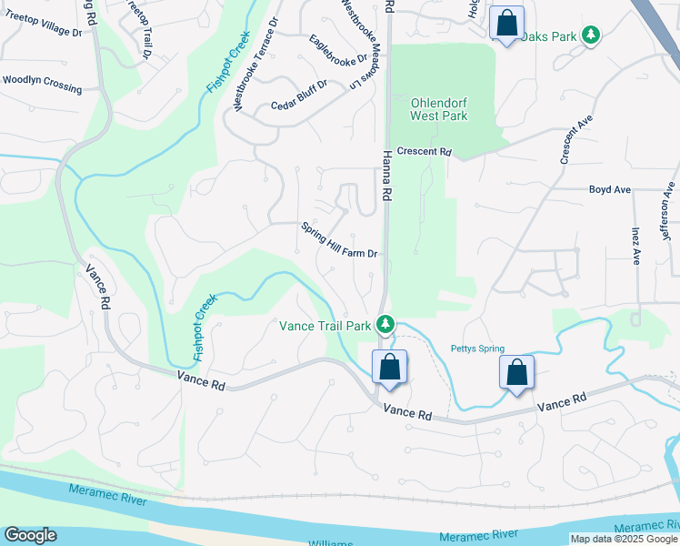 map of restaurants, bars, coffee shops, grocery stores, and more near 1509 Morning Sun Drive in Ballwin