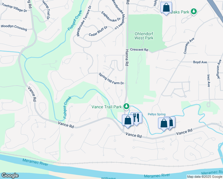 map of restaurants, bars, coffee shops, grocery stores, and more near 1509 Morning Sun Drive in Ballwin