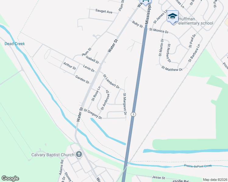 map of restaurants, bars, coffee shops, grocery stores, and more near 27 Saint Ambrose Drive in Cahokia