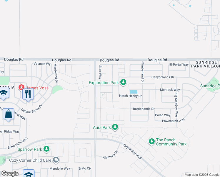 map of restaurants, bars, coffee shops, grocery stores, and more near 12124 Cobble Brook Drive in Rancho Cordova