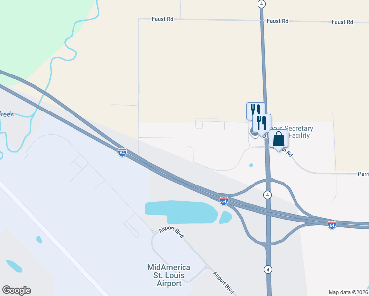 map of restaurants, bars, coffee shops, grocery stores, and more near 9680 Hayden Drive in Mascoutah