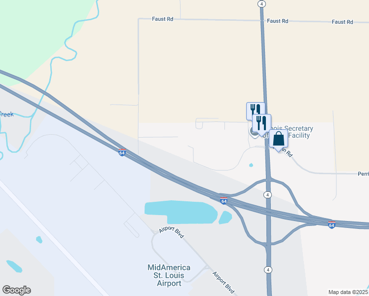 map of restaurants, bars, coffee shops, grocery stores, and more near 9680 Hayden Drive in Mascoutah