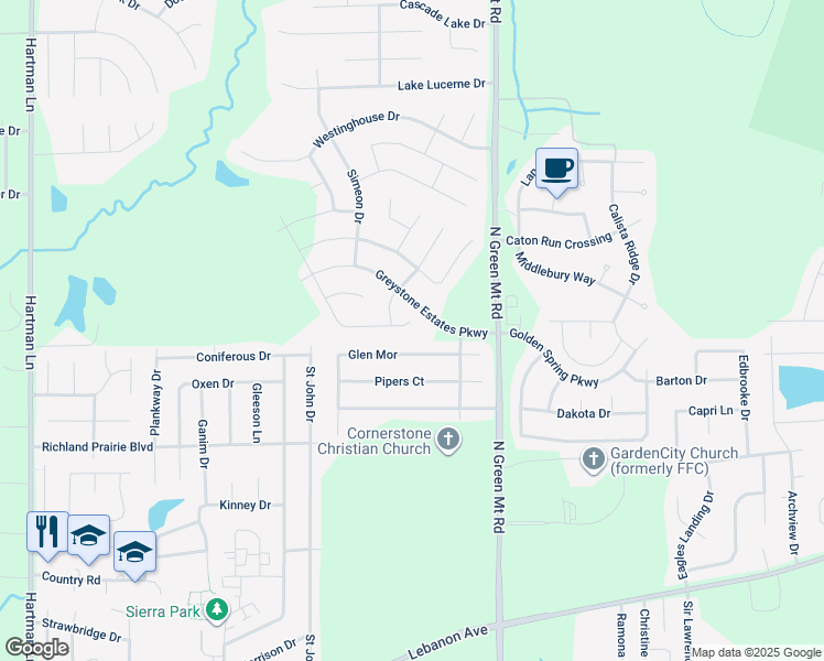 map of restaurants, bars, coffee shops, grocery stores, and more near 805 Bluff Ridge Lane in Belleville