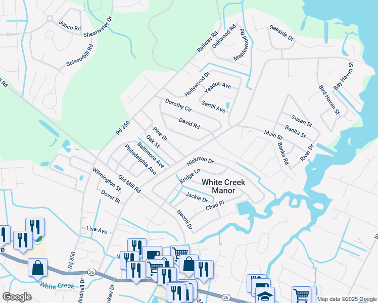 map of restaurants, bars, coffee shops, grocery stores, and more near 36897 Clubhouse Road in Ocean View