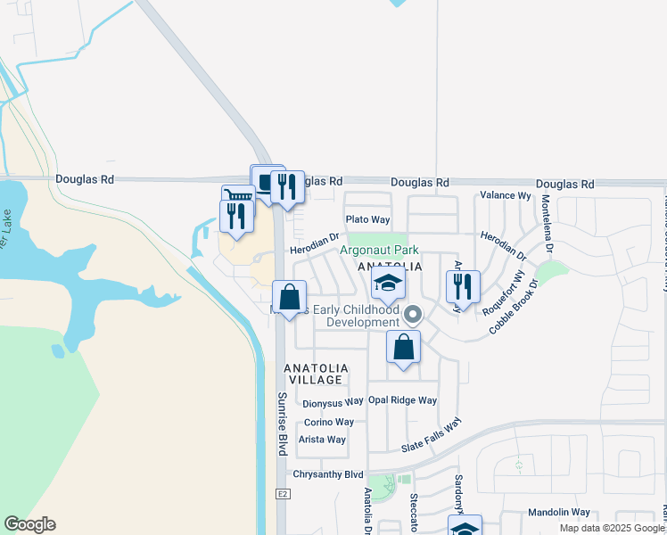 map of restaurants, bars, coffee shops, grocery stores, and more near 4059 Copper Lake Way in Rancho Cordova