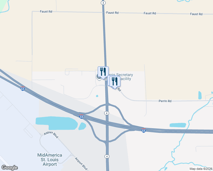 map of restaurants, bars, coffee shops, grocery stores, and more near State Route 4 & Hayden Dr in Mascoutah