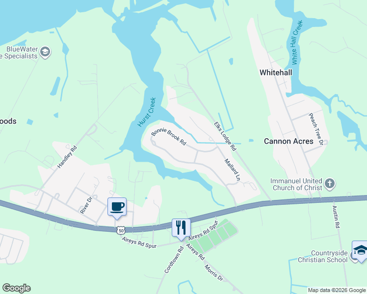 map of restaurants, bars, coffee shops, grocery stores, and more near 5551 Bonnie Brook Road in Cambridge