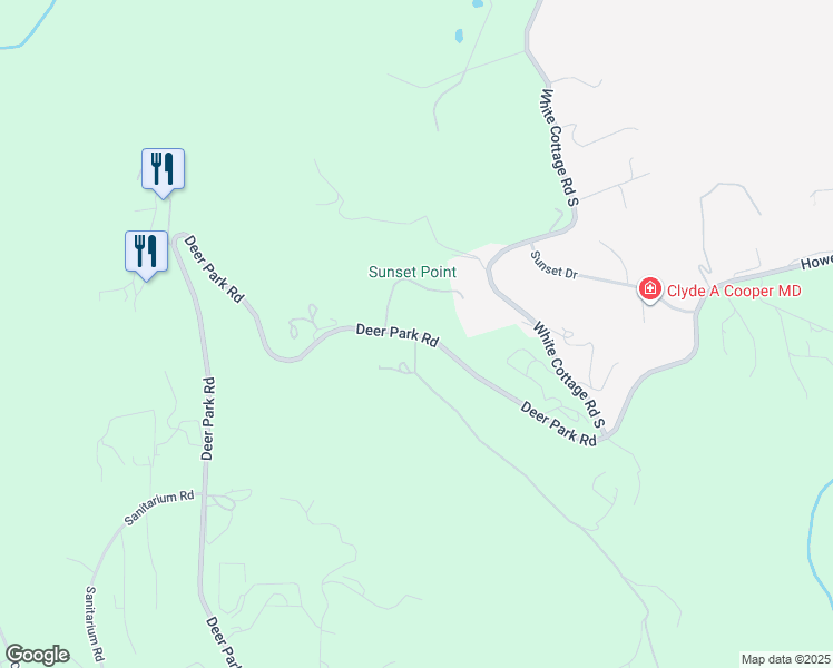 map of restaurants, bars, coffee shops, grocery stores, and more near Crestmont Dr & Deer Park Rd in Angwin