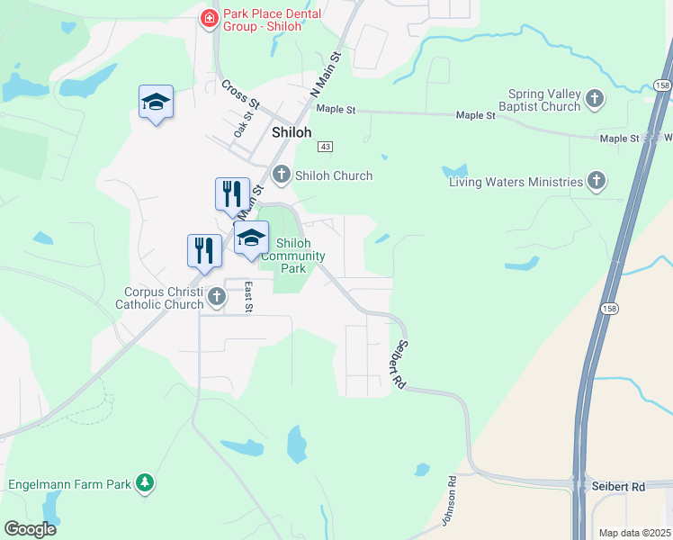 map of restaurants, bars, coffee shops, grocery stores, and more near 180 Seibert Road in O'Fallon