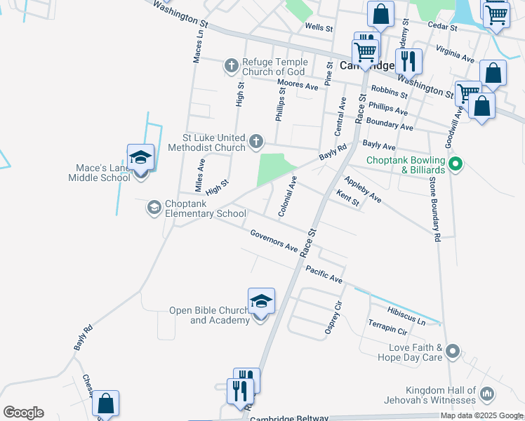 map of restaurants, bars, coffee shops, grocery stores, and more near 701 Goldsborough Avenue in Cambridge