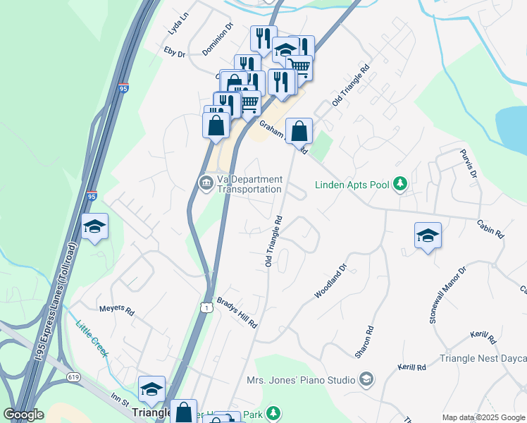 map of restaurants, bars, coffee shops, grocery stores, and more near 18286 Summit Pointe Drive in Triangle