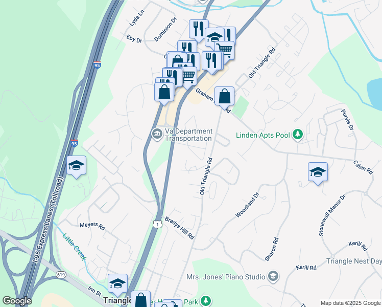 map of restaurants, bars, coffee shops, grocery stores, and more near 18297 Summit Pointe Drive in Triangle
