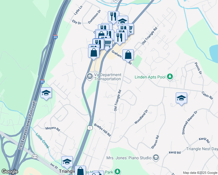 map of restaurants, bars, coffee shops, grocery stores, and more near 18297 Summit Pointe Drive in Triangle