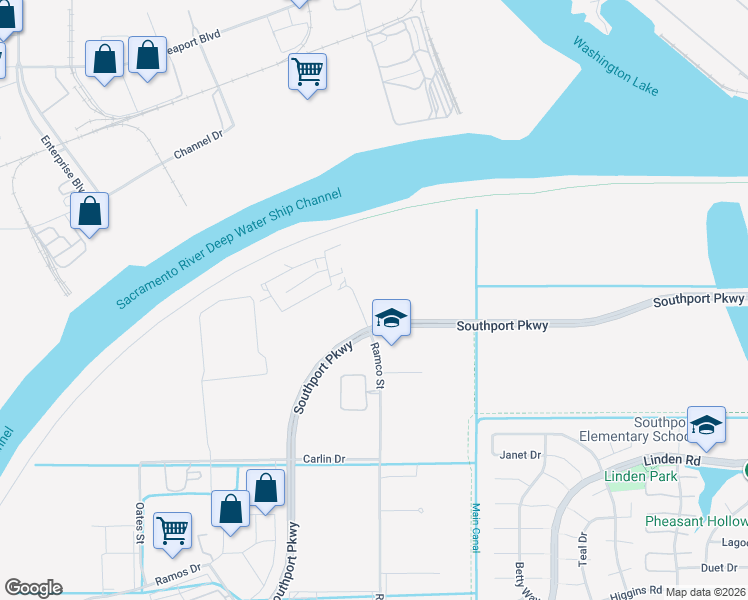 map of restaurants, bars, coffee shops, grocery stores, and more near 2935 Ramco Street in West Sacramento