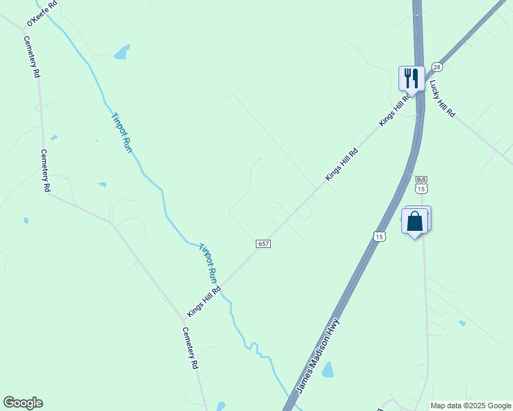 map of restaurants, bars, coffee shops, grocery stores, and more near 11481 Tilia Lane in Bealeton