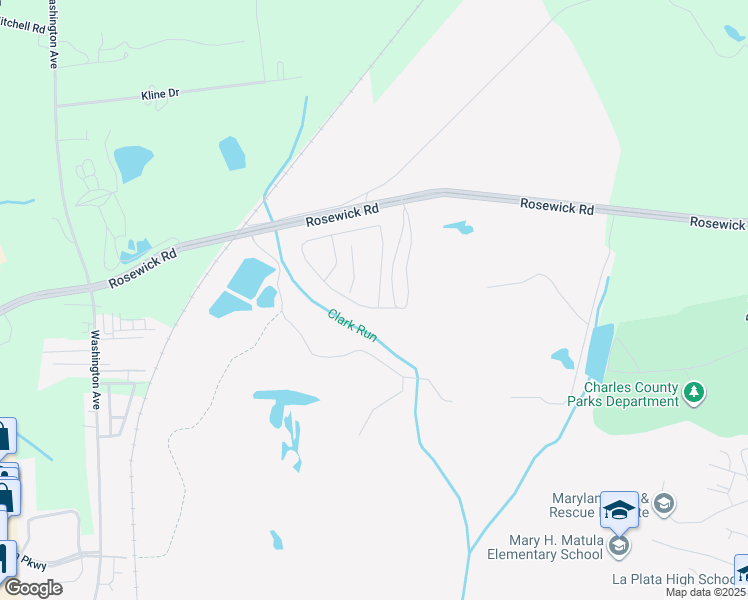 map of restaurants, bars, coffee shops, grocery stores, and more near 101 Soft Rush Lane in La Plata