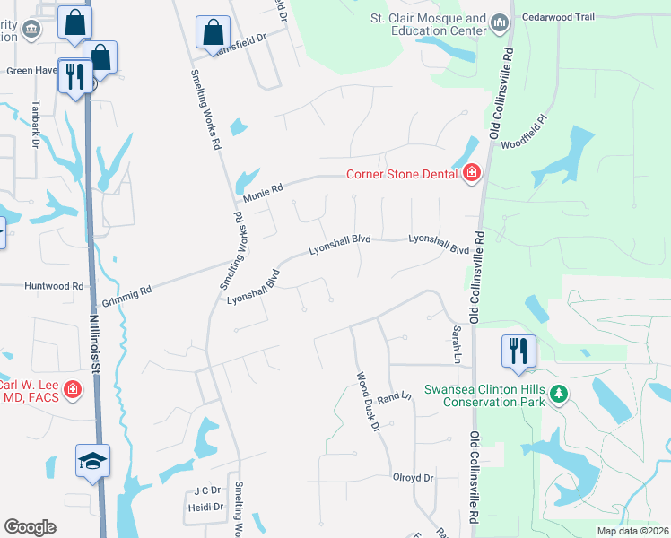 map of restaurants, bars, coffee shops, grocery stores, and more near 1125 Greystoke Place in Belleville