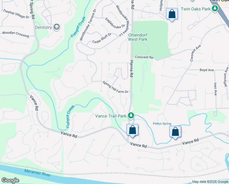 map of restaurants, bars, coffee shops, grocery stores, and more near 1509 Morning Sun Drive in Ballwin