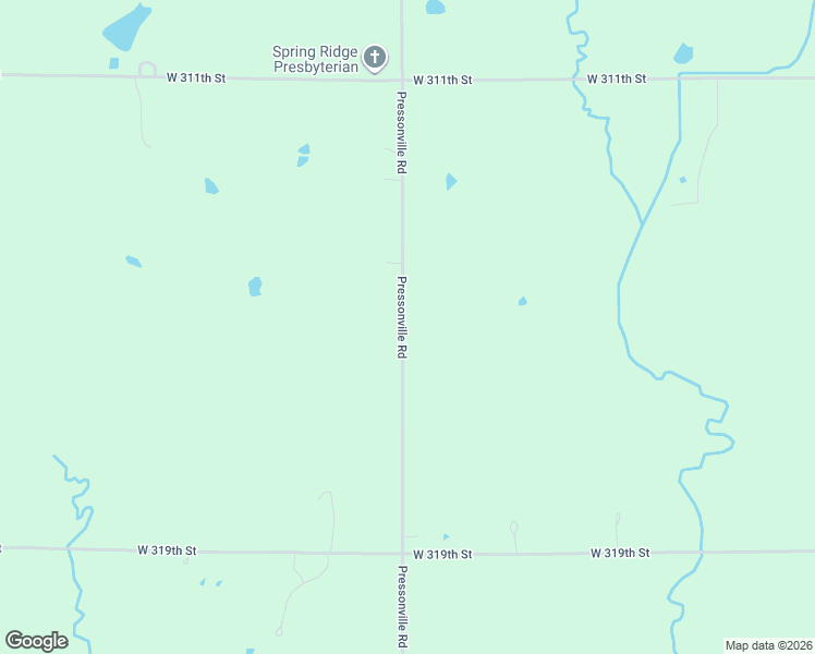 map of restaurants, bars, coffee shops, grocery stores, and more near Pressonville Road in Paola