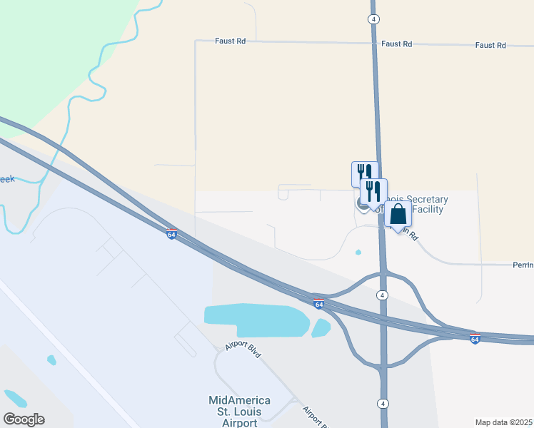 map of restaurants, bars, coffee shops, grocery stores, and more near 9680 Hayden Drive in Mascoutah