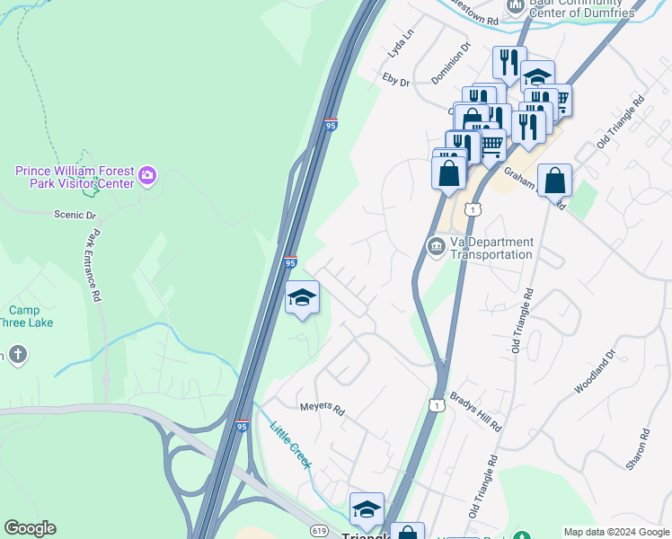 map of restaurants, bars, coffee shops, grocery stores, and more near 4508 Potomac Highlands Circle in Triangle