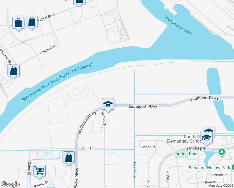 map of restaurants, bars, coffee shops, grocery stores, and more near 2935 Ramco Street in West Sacramento