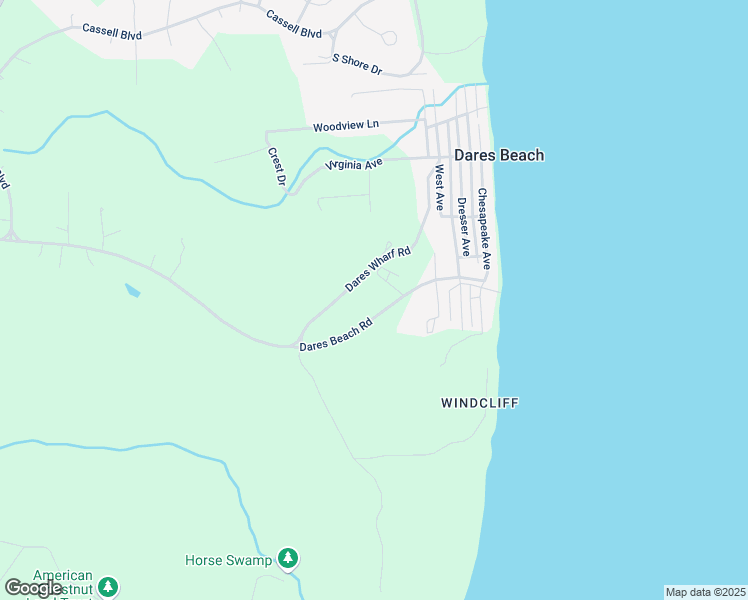 map of restaurants, bars, coffee shops, grocery stores, and more near 4500 Dares Beach Road in Prince Frederick