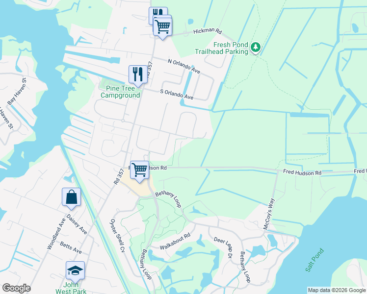 map of restaurants, bars, coffee shops, grocery stores, and more near 31452 LB Lane in Bethany Beach