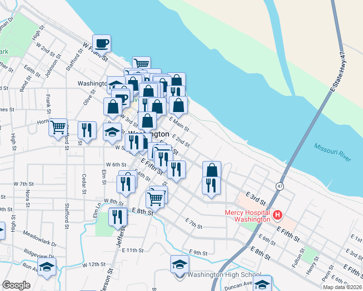 map of restaurants, bars, coffee shops, grocery stores, and more near 204 East 2nd Street in Washington