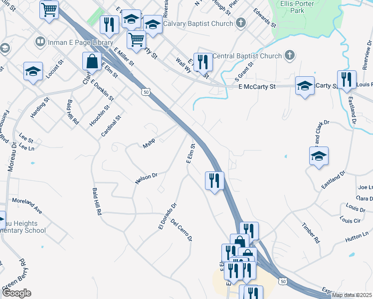 map of restaurants, bars, coffee shops, grocery stores, and more near 613 Nelson Drive in Jefferson City