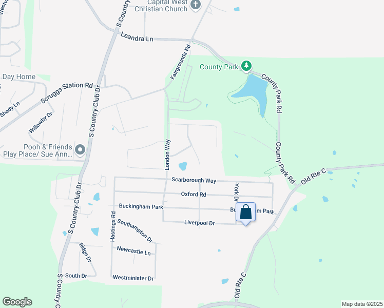 map of restaurants, bars, coffee shops, grocery stores, and more near Morgan Court in Jefferson City