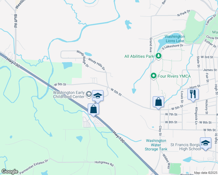 map of restaurants, bars, coffee shops, grocery stores, and more near 2601 West 5th Street in Washington